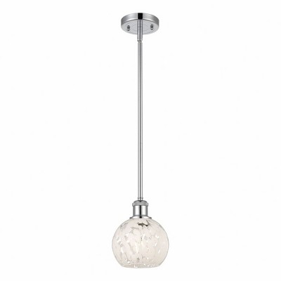 White Mouchette - 1 Light Stem Hung Mini Pendant In Modern Style-8 Inches Tall and 6 Inches Wide