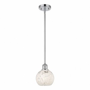 White Mouchette - 1 Light Stem Hung Mini Pendant In Modern Style-8 Inches Tall and 6 Inches Wide - 1 of 1