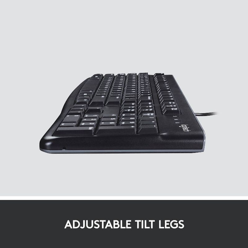 Logitech K120 Ergonomic Desktop USB Keyboard - Black (920-002478), 5 of 10