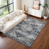 Washable Rugs 10x13 Area Rugs for Living Room, Vintage Dark Grey Floral Bedroom Rugs Indoor Accent Large Carpet Soft Non Slip Retro Floor Cover - 2 of 4