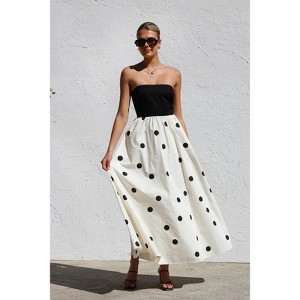 Clearlove Womens Polka Dot Strapless Dress Summer Smocked Tube Top Casual  Sleeveless Swing Flowy Maxi Dresses - White,M : Target