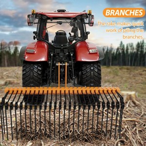 3 Point Tractor Rake, Pine Straw Needle Rake for Cat0, Cat1, Tow Behind Attachment for Grass,Garden, ATV, Dethatcher Tool with Spring Steel Tines - 1 of 4
