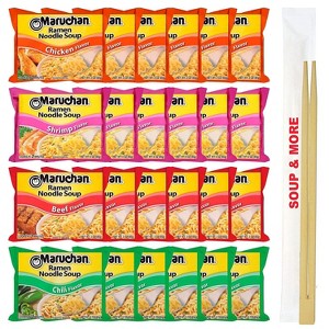 Maruchan Ramen Instant Soup 24 Count Noodles Packs- 6 Chicken, Shrimp, Beef & Chili Flavors , 4 - 1 of 1