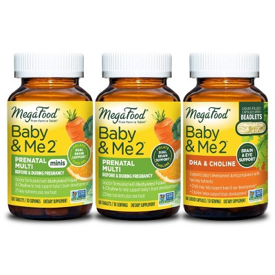 MegaFood Baby & Me 2 Prenatal Healthy Mom & Developing Baby Collection