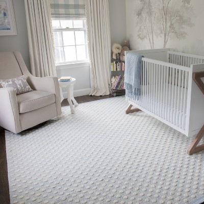 Langdon Handwoven Wool Rug in Sky Blue with Diamond Pattern