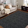 Acekool 5x7 Machine Washable Rug, Modern Non-Slip Minimalist Area Rug, Stain Resistant, Foldable Neutral Accent Carpet for Living Room, Black - 3 of 4