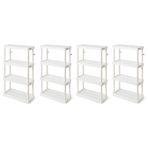 Gracious Living Multipurpose 4 Shelf Fixed Height Solid Plastic