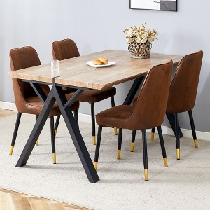 NicBex Dining Table Set Wood-Textured MDF Dining Table with Brown Suede Chairs for Kitchen - 1 of 4