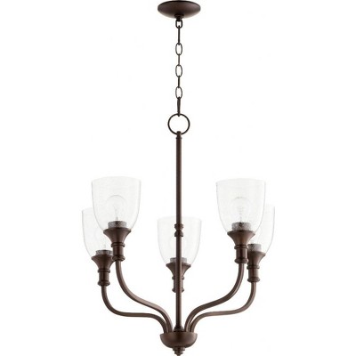 Quorum Lighting Richmond 5-Light Chandelier, Oiled Bronze, Clear/Seeded Glass