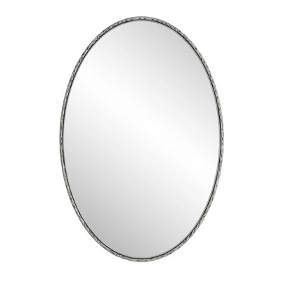 AZL1 Life Concept Decorative Wall Mirror Iron Art Oval Retro Antique Effect High Quality Glass MDF Backing for Room Use, Silver, 43.31"*29.53"*4.53"