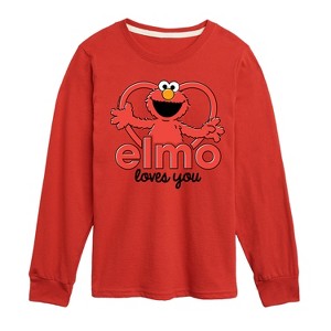 Boys' - Sesame Street - Elmo Loves You -Toddler and Youth Long Sleeve T-Shirt Long Sleeve Graphic T-Shirt - 1 of 3