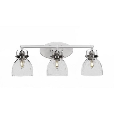 Toltec Lighting Easton 3 - Light Vanity in  White/Brushed Nickel with 6" Clear Bubble Shade