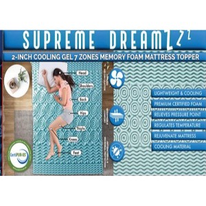 Supreme Living 2 Inch Cooling 7 Zone Memory Foam Mattress Topper – Fresher Sleep Experience, Enhanced Breathability and Comfort - 1 of 1