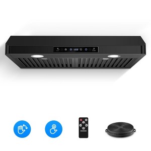 30 inch Range Hood with 3 Speed Exhaust Fan, 700CFM Kitchen Stove Vent Hood, Time Setting, 2x1.5W LED Lamps, 2 Dishwasher-safe Stainless Steel Filters - 1 of 4