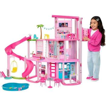 Barbie Dreamhouse Pool Party Doll House and Playset with 75+ Pieces, 3 Story Slide, Pet Elevator & More