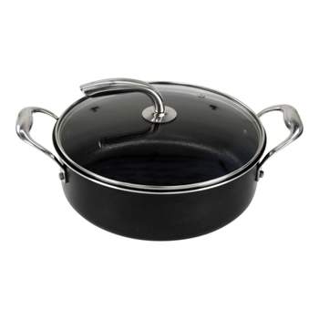 CHANTAL CAST IRON 4 QT ROUND SKILLET WITH LID, FADE GRAY CERAMIC COATED  EXTERIOR