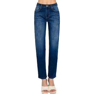 Wax Jeans Women's High Waisted Straight Leg Repreve Denim Jeans - 1 of 3