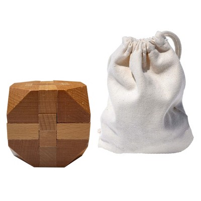 WE Games Solid Wood 3D Cube Puzzle with Slanted Corners