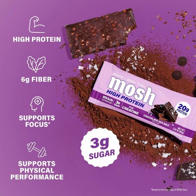 MOSH Chocolate Sea Salt High Protein Bars with Creatine - 20g Protein - 8.44oz/4ct