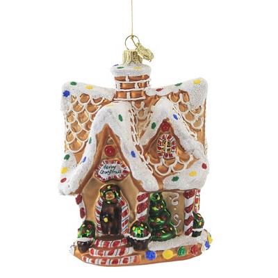 Huras 5.75" Christmas Gingerbread House Ornament Candy Cane Gumdrop  -  Tree Ornaments