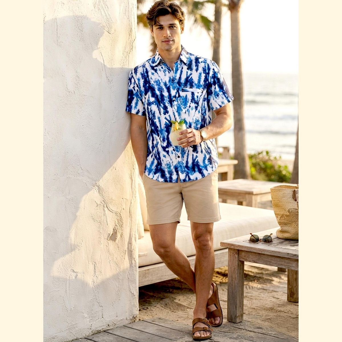 LA LEELA Mens Hawaiian Shirts Short Sleeve Button Down Shirt Men's Summer Shirts Casual Beach Holiday Hawaii Island Shirts Funny 3XL Blue,Tie Dye - thumbnail 5