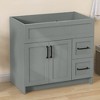 Bath Vanity Cabinet without Top 36 in. W x 21.5 in. D x 33.5 in. H Sky Gray Bathroom Vanity with Black Handle - 3 of 4