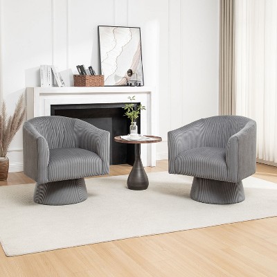 SEYNAR Mid Century Modern Velvet 360 Degree Swivel Accent Chair Set of 2