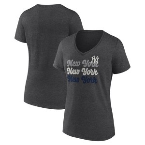 MLB New York Yankees Women's Gray Short Sleeve V-Neck T-Shirt - 1 of 3