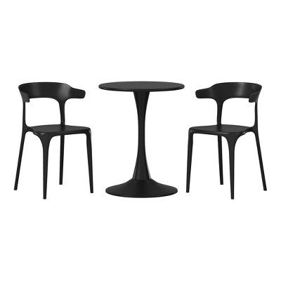 WestinTrends Playa 3-Piece Outdoor Metal Patio Dining Table Set With Stackable Modern Patio Side Chairs