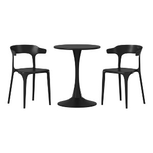 WestinTrends Playa 3-Piece Outdoor Metal Patio Dining Table Set With Stackable Modern Patio Side Chairs - 1 of 4