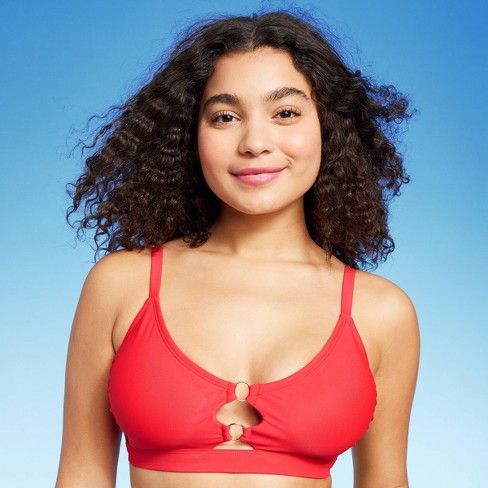 Women's Ring Front Bralette Bikini Top - Wild Fable™ Red D/DD Cup