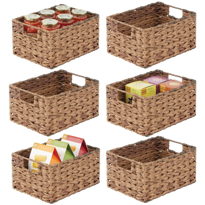 mDesign Woven Farmhouse Pantry Food Storage Bin Basket Box, 1 of 10