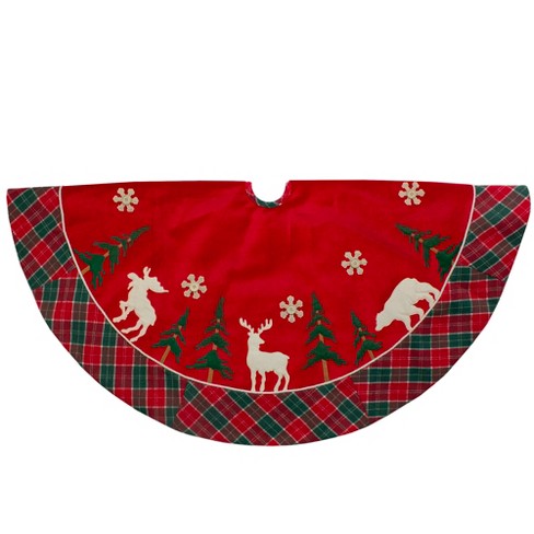 Northlight 48-inch Red And Green Velvet Plaid Christmas Tree Skirt : Target