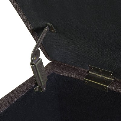 Charcoal Tufted Storage Ottoman with Turned Wood Legs
