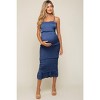 Pinkblush Blue Satin Smocked Fitted Maternity Maxi Dress - 4 of 4