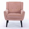 CAVINAS Linen/Velvet/Teddy/Leather Upholstered Accent Chair with Black Legs,Modern Upholstered Armchair with Wood Frame for Living Room - 4 of 4