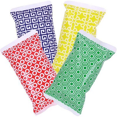 TruHealth 4 Pack Small Reusable Ice Packs for Lunch Box, Bag or Cooler, Long Lasting, BPA Free, Bold Prints