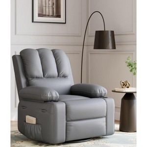 Recliner Chair, PU Leather Reading Recliner with Heat & Massage, Soft Lazy Boy Recliner Chair with 2 Cup Holders for Living Room, Bedrooms Nurseries - 1 of 4