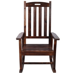Cesicia Wooden Oversized Patio Porch Rocker Chair With Wide Seat and Tall Backrest, Rocking Chairs - 1 of 4