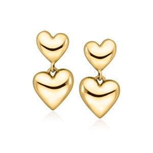 Ross-Simons Italian 10kt Yellow Gold Double-Heart Drop Earrings - 1 of 3