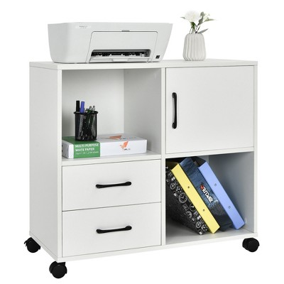 Costway File Cabinet Mobile Lateral Printer Stand With Storage Shelves ...