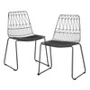 Set of 2 Picot Chairs Black - Lifestorey: Geometric Metal Frame, Faux Leather Cushion, 250lb Capacity - 2 of 4