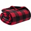 Black and Red Buffalo Plaid Fleece Blanket, Queen Size, Cozy Throw for Sofa, Christmas Decor 90 X 90 - 2 of 4