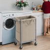 2-Section Rolling Laundry Basket Storage with Wheels, 37 Gallons Laundry Hamper, Removable Liner, Steel Frame with Handle, 27.2 x 15.4 x 31.9 Inches - 2 of 4