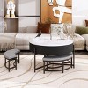 Modern Round Lift Top Coffee Table with Storage & 3 Ottomans,31.5" Multifunctional Living Room Set-Baofuwish - 3 of 4