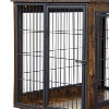 NicBex 38.58Inch Dog Crate Furniture with Flip-up Top Wooden Dog Crate Table with 2 Iron Doors and Wheels,Heavy Duty Indoor Puppy Kennel,Rustic Brown - 4 of 4