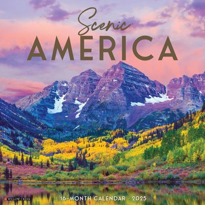 Willow Creek Press Scenic America 2025 Wall Calendar: Monthly 12x12" Blue Paper, All Ages, Sewn Binding