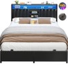 Aheaplus Platform Beds with Upholstered Headboard, Charge Station, and LED Lights - 2 of 4