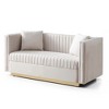 Contemporary Velvet Loveseat, Vertical Channel Tufted 2-Seater Sofa for Living Room and Apartment, Includes 2 Pillows - 3 of 4
