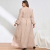 Clearlove Womens Plus Size Casual Midi Dresses Short Sleeve V Neck Drawstring Knee Length Split Dress - 4 of 4